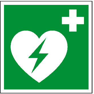 Rettungszeichen Automatisierter externer Defibrillator, Kunststoff, 300x300mm, ASR A1.3, DIN EN ISO 7010 E010 und D-E017-Beschreibung lesen