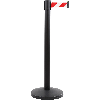 Gurtpfosten, schwarz, Stahl, Gurt rot/weiß schraffiert, 50mm, 4m, 11kg Gurtpfosten, schwarz, Stahl, Gurt rot/weiß schraffiert, 50mm, 4m, 11kg