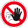 Verbotsschild Zutritt für Unbefugte verboten, Folie, selbstklebend, Ø 100mm, ASR A1.3, DIN 4844-2/D-P006 Verbotsschild Zutritt für Unbefugte verboten, Folie, selbstklebend, Ø 100mm, ASR A1.3, DIN 4844-2/D-P006