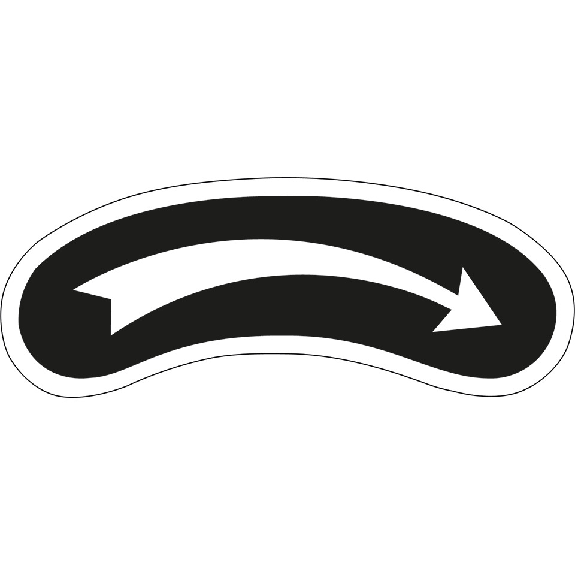 Drehrichtungspfeil,rechtsweisend,schwarz/weiß,Folie,18x62mm,5/Bogen-Beschreibung lesen