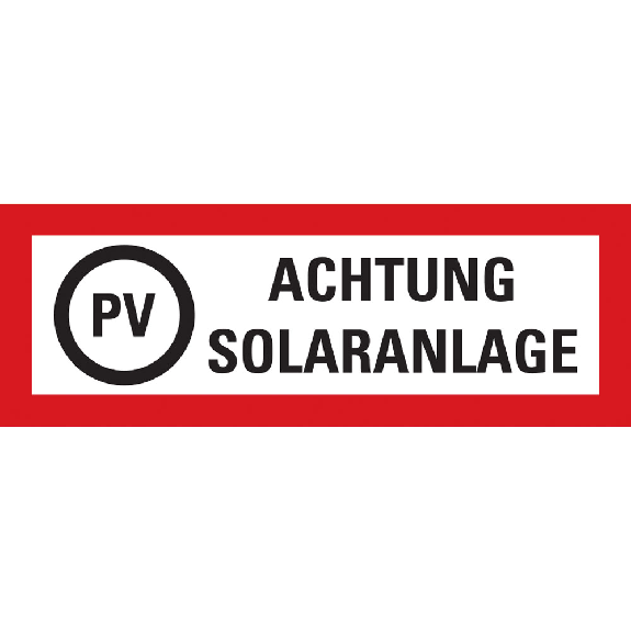 Feuerwehrschild PV Achtung Solaranlage, Aluminium, 105x297mm-Beschreibung lesen