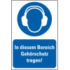 Gebots-Kombischild In diesem Bereich Gehörschutz tragen, Kunststoff, 200x300mm, ASR A1.3, DIN EN ISO 7010 M003