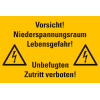 Warnschild Vorsicht! Niederspannungsraum Lebensgefahr, Folie, 200x300mm
