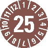 Prüfplakette 25, braun, Cellulose-Folie, selbstklebend, Ø 30mm, 18/Bogen Prüfplakette 25, braun, Cellulose-Folie, selbstklebend, Ø 30mm, 18/Bogen