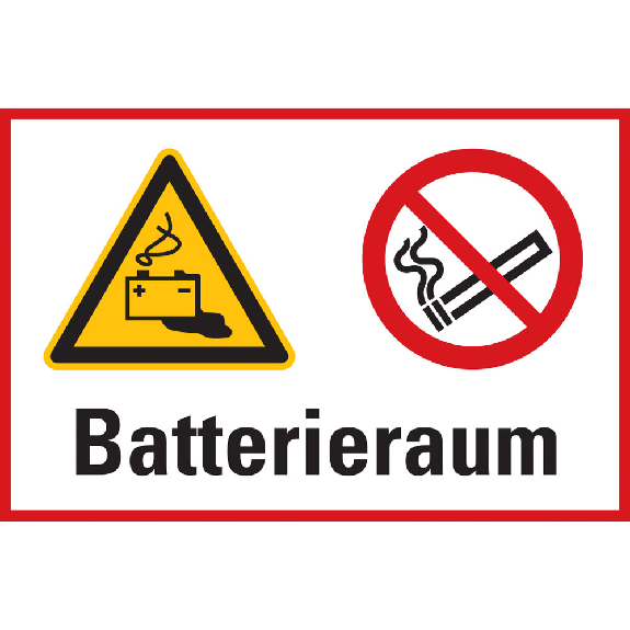 Hinweisschild Batterieraum, Kunststoff, 200x300 mm-Beschreibung lesen
