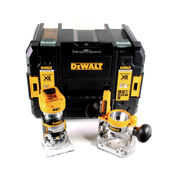 Fraiseuse combinée sans fil DeWalt DCW604NT 18V brushless 1/4" 30mm 55mm + guide parallèle + coffret - sans batterie - sans chargeur-Lire la description