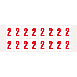Ziffer 2, weiß/rot, Folie, Schrifthöhe 25mm, 22x36mm, 320 Stück/Packung-Beschreibung lesen