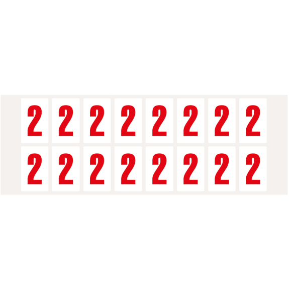 Ziffer 2, weiß/rot, Folie, Schrifthöhe 25mm, 22x36mm, 320 Stück/Packung Ziffer 2, weiß/rot, Folie, Schrifthöhe 25mm, 22x36mm, 320 Stück/Packung-Beschreibung lesen