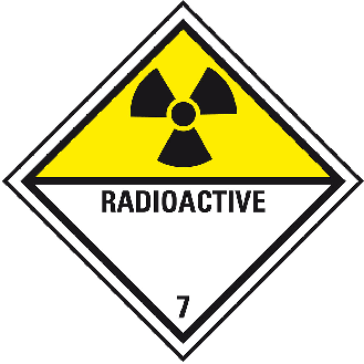 Verpackungskennzeichen Klasse 7D Radioactive, Folie, seewasserbeständig, 100x100mm, IMDG-Code, GGVSEB, ADR, IATA-Beschreibung lesen