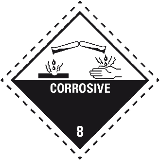 Verpackungskennzeichen Kl.8 Ätzende Stoffe, Folie, seewasserbeständig, 50x50mm, 500/Rolle, IMDG-Code, GGVSEB, ADR-Beschreibung lesen