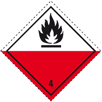 Verpackungskennzeichen Kl.4.2 Selbstentzünd, Folie, seewasserbeständig, 50x50mm, 500/Rolle, IMDG-Code, GGVSEB, ADR-Beschreibung lesen
