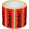 Organisationsetikett Defekt!, rot, Haftpapier, ablösbar, 50x20mm, 500/Rolle