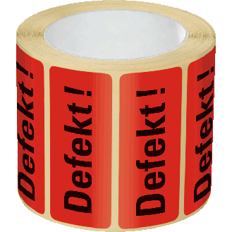 Organisationsetikett Defekt!, rot, Haftpapier, ablösbar, 50x20mm, 500/Rolle-Beschreibung lesen