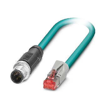 M12D Mâle Droit 4p/RJ45 Mâle Droit; Blindé PUR Bleu 5m Ethernet Cat5 - NBC-M12MSD/ 5,0-93E/R4AC-Lire la description