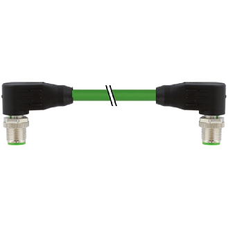 M12D Mâle 90°/M12D Mâle 90°; Ethernet; PUR Blindé 2x2x0.34 Vert 10m - 7000-44561-7941000-Lire la description