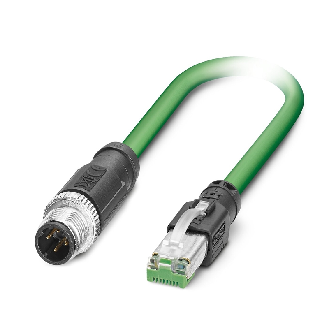 M12D Mâle Droit 4p/RJ45 Mâle Droit 4p; PVC Blindé Vert 1m Profinet - NBC-M12MSD/ 1,0-93B/R4AC-Lire la description