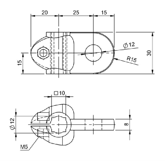 Système de montage, pour tiges Ø12 mm / 10x10 mm - BMS CS-P-D12-AD12-00 (BAM002N)-Lire la description