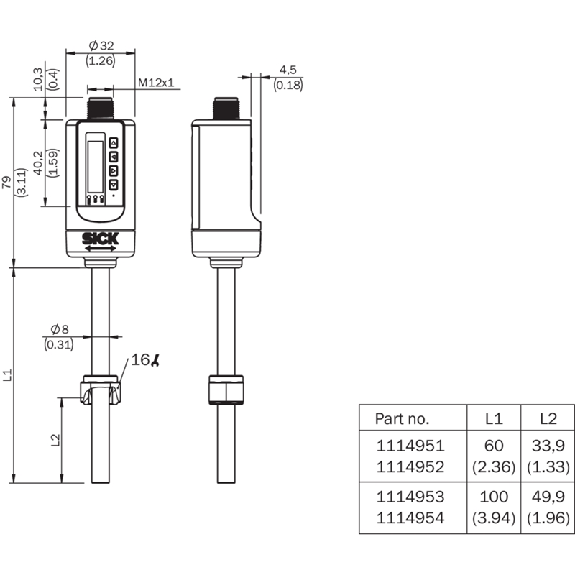 Capteur de débit 1 .. 100 bar, ANA Push Pull IO-Link, sonde 100mm - FTS-I101F14B Capteur de débit 1 .. 100 bar, ANA Push Pull IO-Link, sonde 100mm - FTS-I101F14B-Lire la description