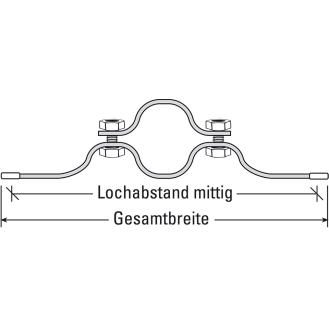 Rohrschelle R150, feuerverzinkter Stahl, für Ø 60mm, Lochabstand 500mm, 30x555mm-Beschreibung lesen