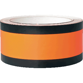 Abdeckband für Verkehrszeichen, tagesleuchtend RK 612, orange/schwarz, 50mmx33m-Beschreibung lesen
