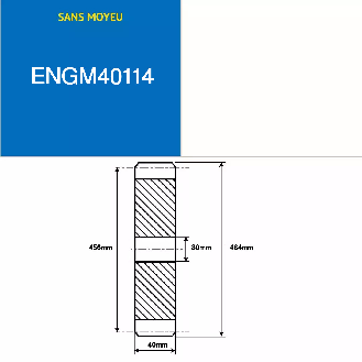 ENGM40114  114 Zähne  Modul: 4  Teilungsdurchmesser: 456 mm  Außendurchmesser: 464 mm  Zahnbreite: 40 mm-Beschreibung lesen