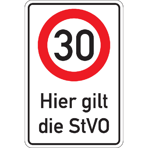 Kombischild 30km/h - Hier gilt die StVO, Aluminium RA0, reflektierend, 600x900mm, DIN 67520, nach StVO Kombischild 30km/h - Hier gilt die StVO, Aluminium RA0, reflektierend, 600x900mm, DIN 67520, nach StVO-Beschreibung lesen