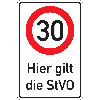 Kombischild 30km/h - Hier gilt die StVO, Aluminium RA0, reflektierend, 600x900mm, DIN 67520, nach StVO Kombischild 30km/h - Hier gilt die StVO, Aluminium RA0, reflektierend, 600x900mm, DIN 67520, nach StVO