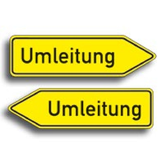 Verkehrszeichen Umleitungswegweiser doppelseitig, Nr.454-40, Aluminium RA0, reflektierend, 1250x350mm, DIN 67520-Beschreibung lesen