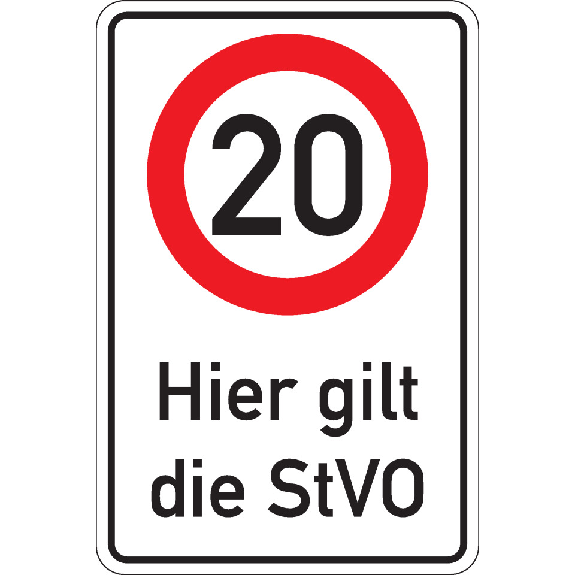 Kombischild 20km/h - Hier gilt die StVO, Aluminium RA0, reflektierend, 600x900mm, DIN 67520, nach StVO Kombischild 20km/h - Hier gilt die StVO, Aluminium RA0, reflektierend, 600x900mm, DIN 67520, nach StVO-Beschreibung lesen
