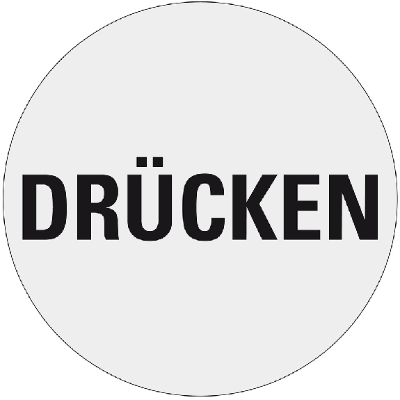 Türhinweis Drücken, silber/schwarz, Polyester-Folie, selbstklebend, Ø 100mm Türhinweis Drücken, silber/schwarz, Polyester-Folie, selbstklebend, Ø 100mm-Beschreibung lesen