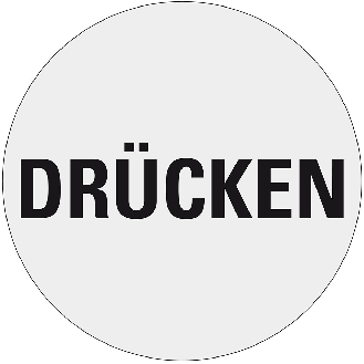 Türhinweis Drücken, silber/schwarz, Polyester-Folie, selbstklebend, Ø 100mm-Beschreibung lesen