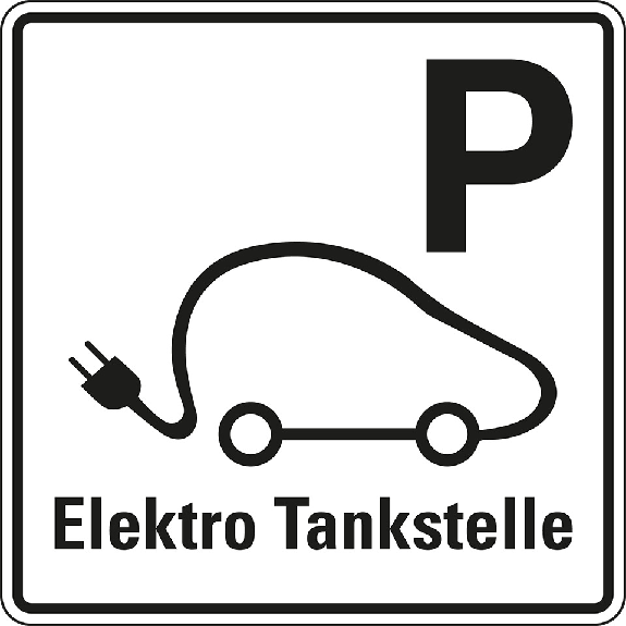Hinweisschild Parkplatz Elektro Tankstelle, Aluminium RA0, 600x600mm Hinweisschild Parkplatz Elektro Tankstelle, Aluminium RA0, 600x600mm-Beschreibung lesen