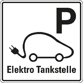 Hinweisschild Parkplatz Elektro Tankstelle, Aluminium RA0, 600x600mm-Beschreibung lesen