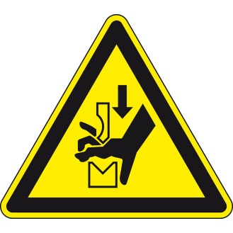 Warnschild Warnung vor Quetschgefahr, RoHS konform, Folie, SL 50mm, 10/Bogen, DIN EN ISO 7010 W030-Beschreibung lesen