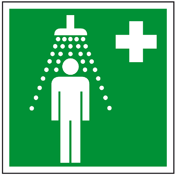 Panneau d'évacuation d'urgence pour douche, éprouvé, film, autocollant, 200x200 mm, BGV A8-Leggi tutto
