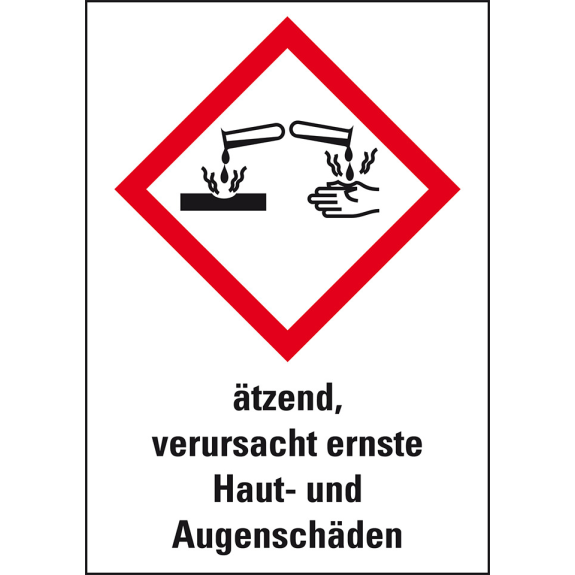 Gefahrensymbol Ätzwirkung GHS 05, ätzend, verursacht..., Folie, 37x26mm, 12/Bogen, GHS-Verordnung Gefahrensymbol Ätzwirkung GHS 05, ätzend, verursacht..., Folie, 37x26mm, 12/Bogen, GHS-Verordnung-Beschreibung lesen