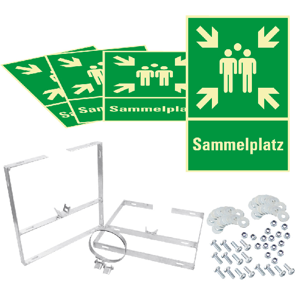 PERMALIGHT power langnachleuchtend Würfelset Sammelstelle, Aluminium, 600x400mm, inkl.Befestigung-Beschreibung lesen