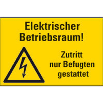 Warnschild Elektrischer Betriebsraum! Zutritt ..., Folie, selbstkl., 200x300mm-Beschreibung lesen