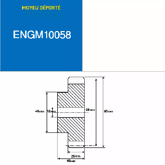 ENGM10058  58 Zähne  Modul: 1  Teilungsdurchmesser: 58 mm  Außendurchmesser: 60 mm  Zahnbreite: 15 mm-Beschreibung lesen