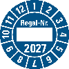 Prüfplakette Regal Nr.,2027, Beschriftungsfeld,blau,Folie,Ø 30mm,10/Bogen