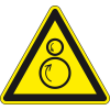 Warnschild Warnung vor gegenläufigen Rollen, ASR/ISO, Aluminium, SL 200mm