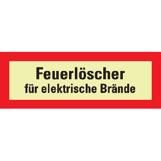 PERMALIGHT power langnachleuchtend Feuerwehrschild Feuerlöscher für elektrische Brände, Folie, 210x74mm-Beschreibung lesen