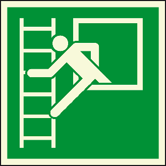 PERMALIGHT power langnachleuchtend Rettungszeichen Notausstieg mit Fluchtleiter, ASR/ISO, Folie, 200x200mm-Beschreibung lesen