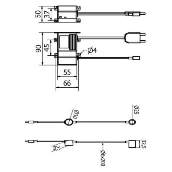 Kit flexible LED, 2 W, 230 Vac, driver câble 2m et câble prise 1.5m - K41LED2W-Lire la description