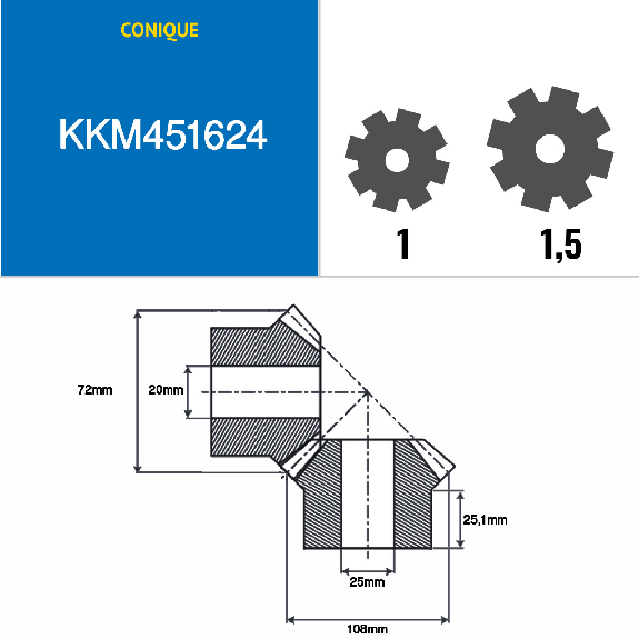 KKM451624 - 16/24 denti - Modulo: 4,5 - Diametro primitivo: 72mm - Diametro esterno: 81mm - Larghezza dente: 20mm KKM451624 - 16/24 denti - Modulo: 4,5 - Diametro primitivo: 72mm - Diametro esterno: 81mm - Larghezza dente: 20mm-Leggi tutto