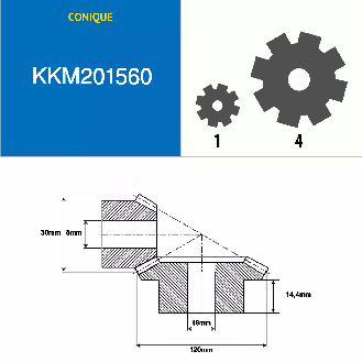 KKM201560 - 15/60 denti - Modulo: 2 - Diametro primitivo: 30mm - Diametro esterno: 36mm - Larghezza dente: 16mm-Leggi tutto