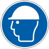 Gebotsschild Kopfschutz benutzen, Folie, selbstklebend, Ø 100mm, ASR A1.3, DIN EN ISO 7010 M014 Gebotsschild Kopfschutz benutzen, Folie, selbstklebend, Ø 100mm, ASR A1.3, DIN EN ISO 7010 M014