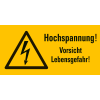 Warn-Kombischild Hochsp.! Lebensgef.!, praxisbewährt, RoHS konform, Folie, 52x26mm, 10/BOG, ASR DIN EN ISO 7010 W012