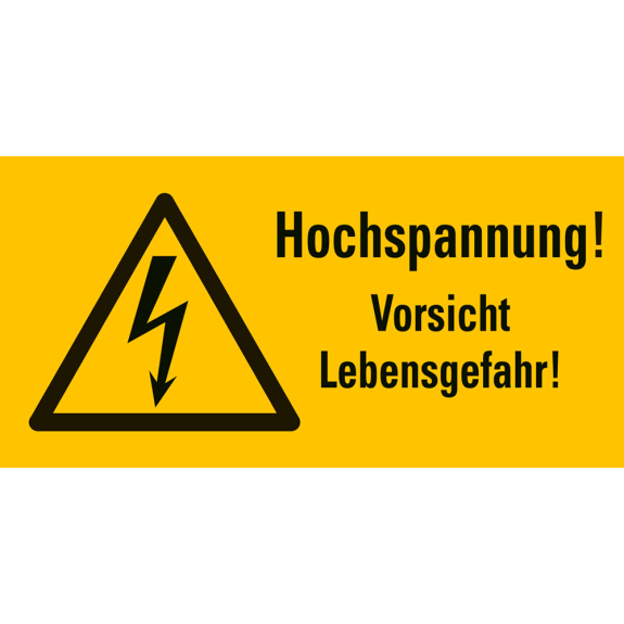 Warn-Kombischild Hochsp.! Lebensgef.!, praxisbewährt, RoHS konform, Folie, 52x26mm, 10/BOG, ASR DIN EN ISO 7010 W012-Beschreibung lesen
