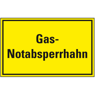Hinweisschild Gas-Notabsperrhahn, Kunststoff, 300x200mm-Beschreibung lesen